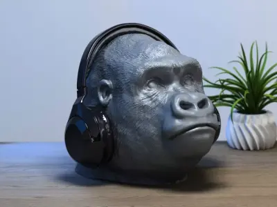 gorilla headphone stand Headset Stand Perfect Gamer Gift  3D print model