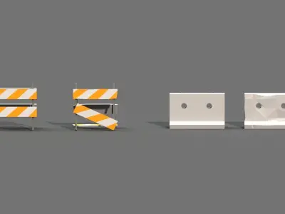 Post Apocalyptic Road Blocks Low-poly 3D model