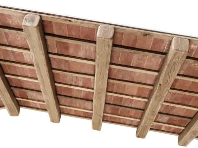 Wooden ceiling with ceramic tiles  3D model