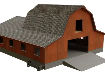 Barn Cottage Low-poly 3D model