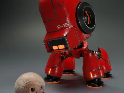 Cute Spider Robot Red 3D model
