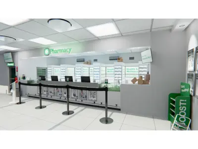 Pharmacy Or Drug Store 3D Assets Interior Storefront 3D model