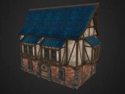Medieval house Low-poly 3D model