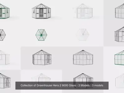 Collection of Greenhouse Hera 2 9000 Glass - 3 Models 3D Model Pack