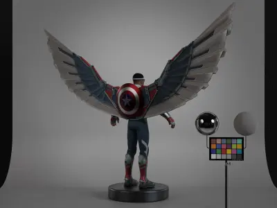 Captain America - Sam Wilson Low-poly 3D model