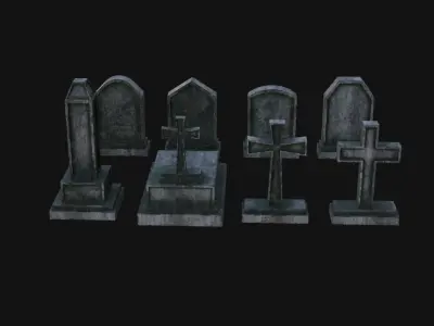 Tombstone set Low-poly 3D model
