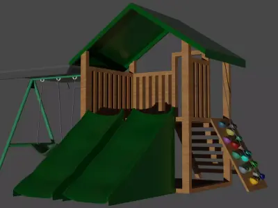 Playgraund wooden playground set 3D model
