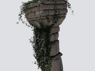Overgrown Ancient Column 3D model