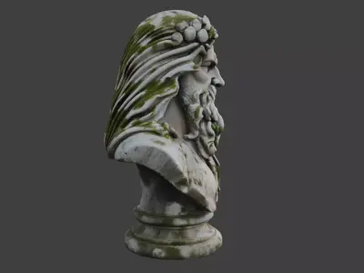 Ancient Weathered Stone Philosopher Bust Low-poly 3D model
