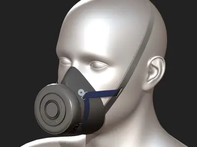 Gas mask respirator military combat protection futuristic  Low-poly 3D model