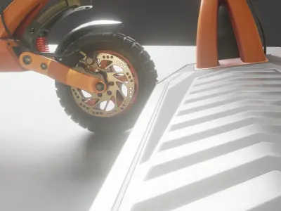 Orange Offroad E-Scooter Low-poly 3D model