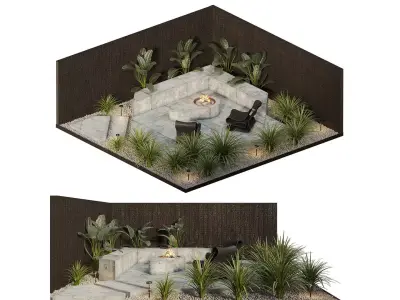 Terrace with a fireplace 3D model