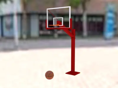 Basket and basketball Low-poly 3D model