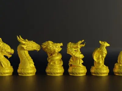 Epic Dragon Chess Set With 6 Different Model 3D print model