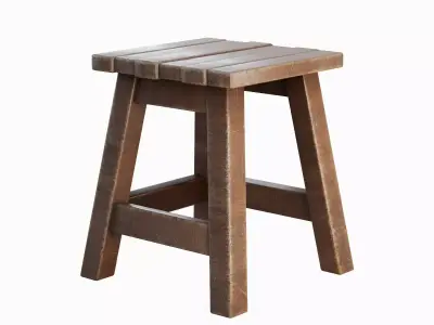 Medieval Wooden Stool 01 Low-poly 3D model