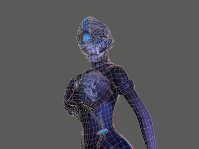 ScoreLetha Sci-fi girl Low-poly 3D model gameready animated Low-poly 3D model