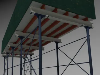 NYC Sidewalk Shed Low-poly 3D model