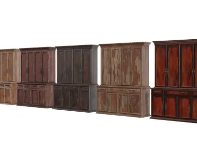 Wooden Cabinet Low-poly 3D model