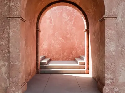 A large archway with stairs 3D model