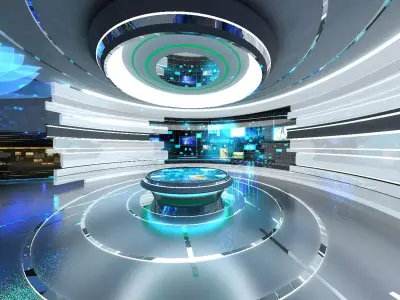Futuristic Exhibition Interior Sci Fi Hall Low-poly 3D model purchase
