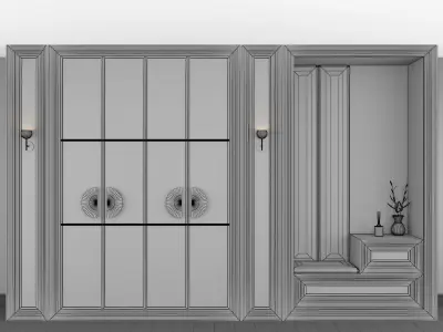 wardrobe with brass knobs 3D model