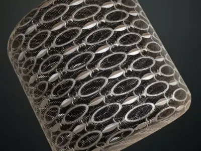Silver Oval Chain Metal Grill Transparent PBR Seamless Texture