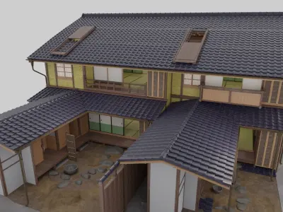Traditional Kyoto Style row house in Japan 3D model