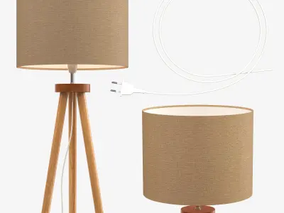 Jandia Wooden Tripod Floor Lamp 3D model
