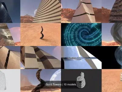 Sci-fi Towers 3D Model Pack
