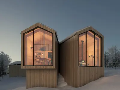 Exterior House Scene 5 - Winter Snow Cabin 3D model
