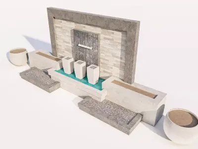 Contemporary Garden Landscape Water Fountain Kit Low-poly 3D model