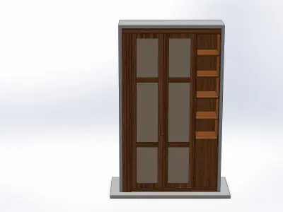 Elegant Bookshelf with Decorative Doors and Compact Storage  3D print model