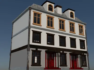 laos Game Building 5 european style  Low-poly 3D model