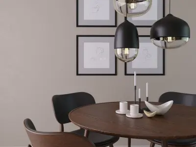 Mater Dining Set- Dark Oak Wood 3D model