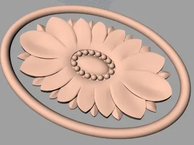 Furniture decoration round flower 3D STL model for CNC E944 3D model