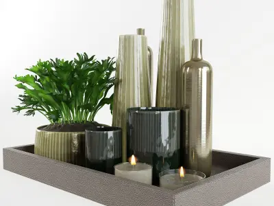 Decorative set on a tray 3D model