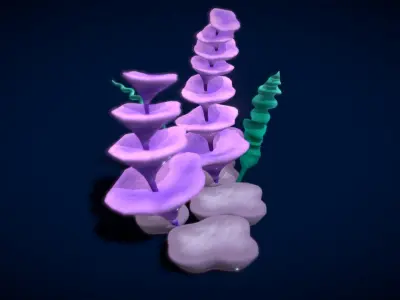 Cartoon Seaweed 8 Low-poly 3D model