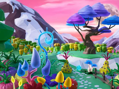 Vegetation 2 Low-poly 3D model