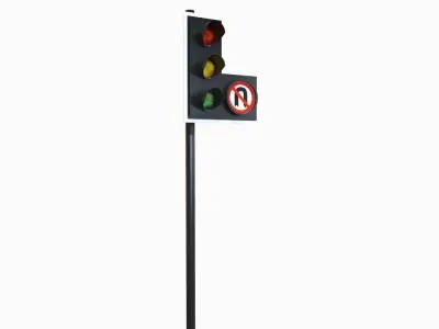 Traffic Light No U Turn Low-poly 3D model