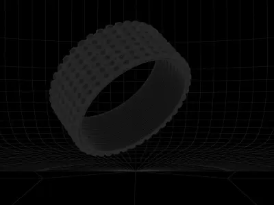 RING---Beaded silver ring with diamonds Low-poly 3D model