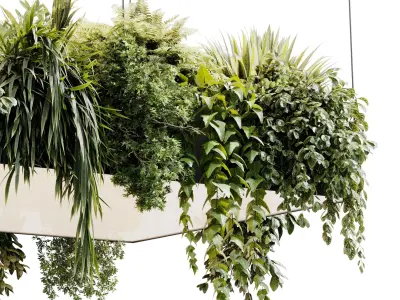 Rectangle pot light pendant - plant light hanging 25 3D model