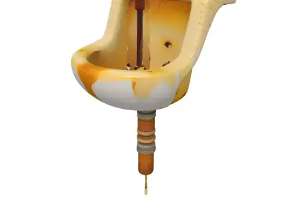 Grungy Yellow Industrial Urinal Low-poly 3D model