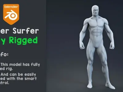 Silver Surfer and Glider rigged 3D model