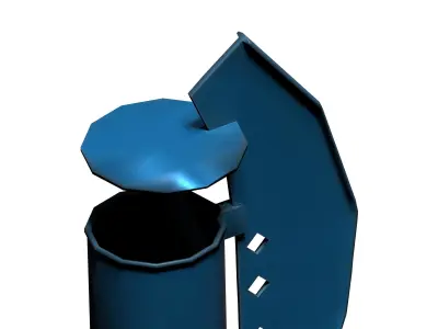 Blue metal modern cage type trash can Low-poly 3D model