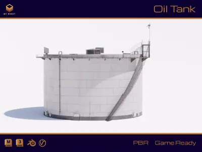 Oil Tank - Refinery  Low-poly 3D model