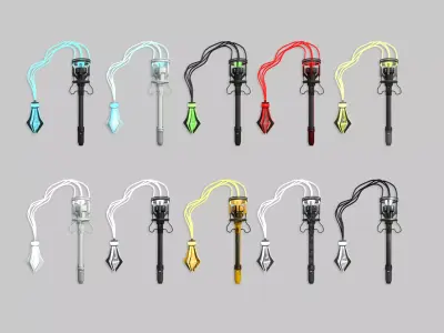 10 SciFi Flails A Collection - Sci Fi Weapon Design 3D Model Pack