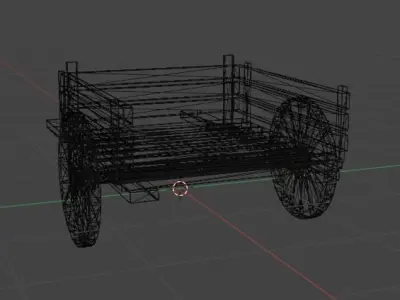 Medieval carriage Low-poly 3D model