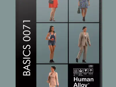 Set of 3D women walking 3D model