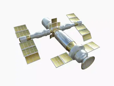 Satellite F02 White Gold - SciFi Space Design Low-poly 3D model
