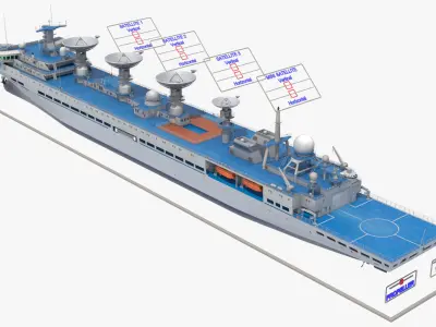  Yuan Wang Satellite Surveillance Vessel Blue Rigged 